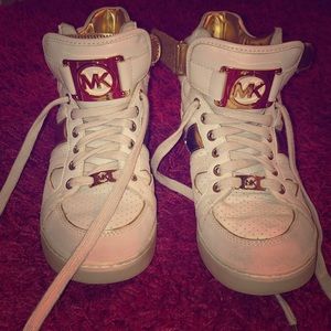 Michael Kors White and Gold Hi Tops